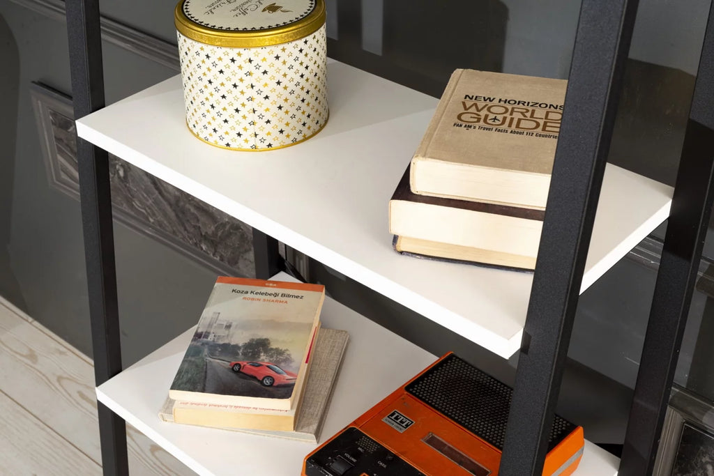 5 Tier White Metal Ladder Bookshelf I172441