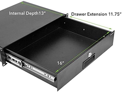 19 Inch Rack Mount Lockable Deep Drawer 2U Pack of 2 U66354
