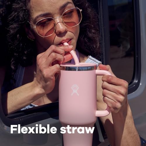 40 Oz Insulated Stainless Steel Travel Tumbler with Handle Lid and Straw T34481