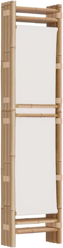 Cream White 4-Panel Bamboo Room Divider I596