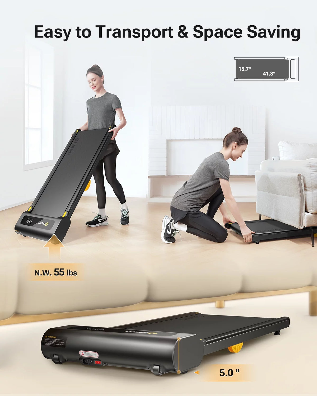 Under Desk Walking Pad Mini Treadmill 2.25HP 265 lb Capacity I5855