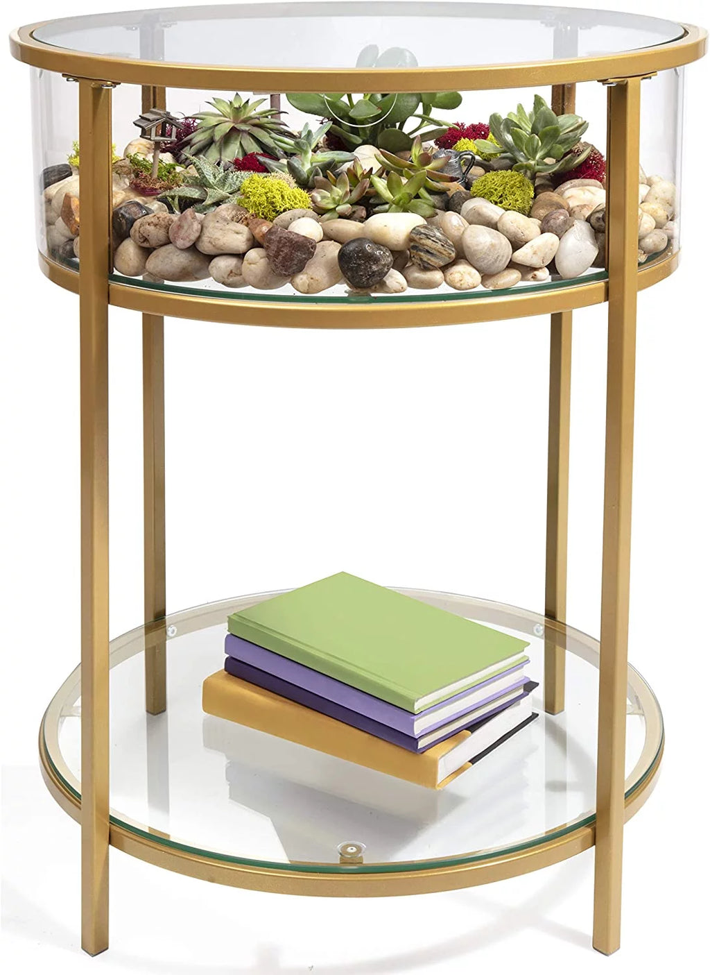 Round Terrarium Display End Table with Reinforced Glass M29717
