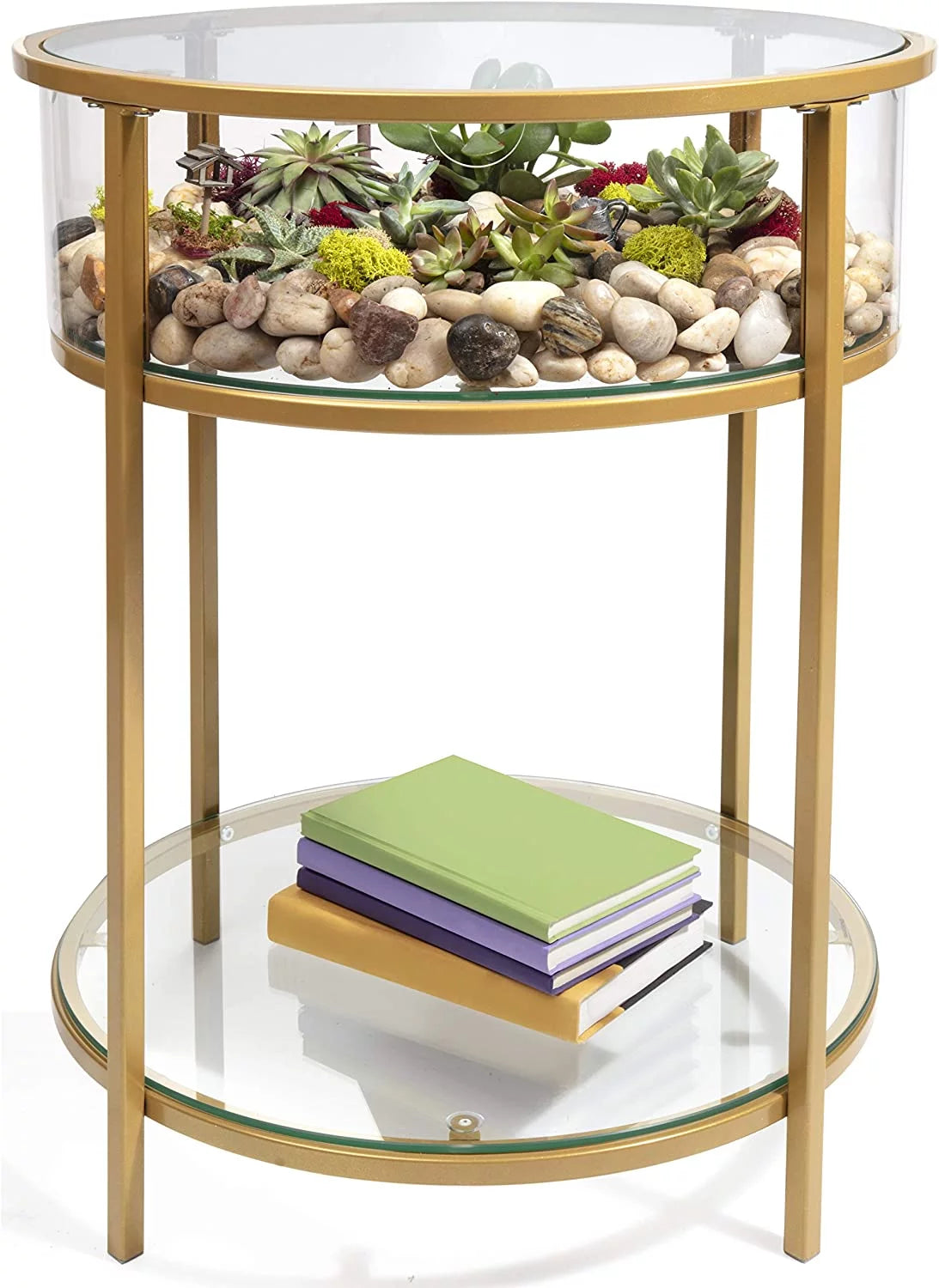 Round Terrarium Display End Table with Reinforced Glass M29717