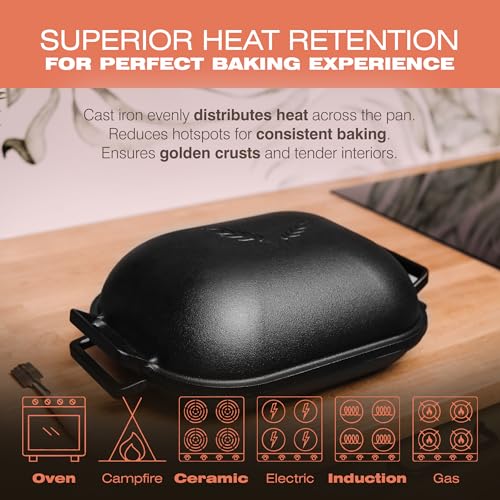 Black Heavy Duty Cast Iron Bread Pan with Lid E6383