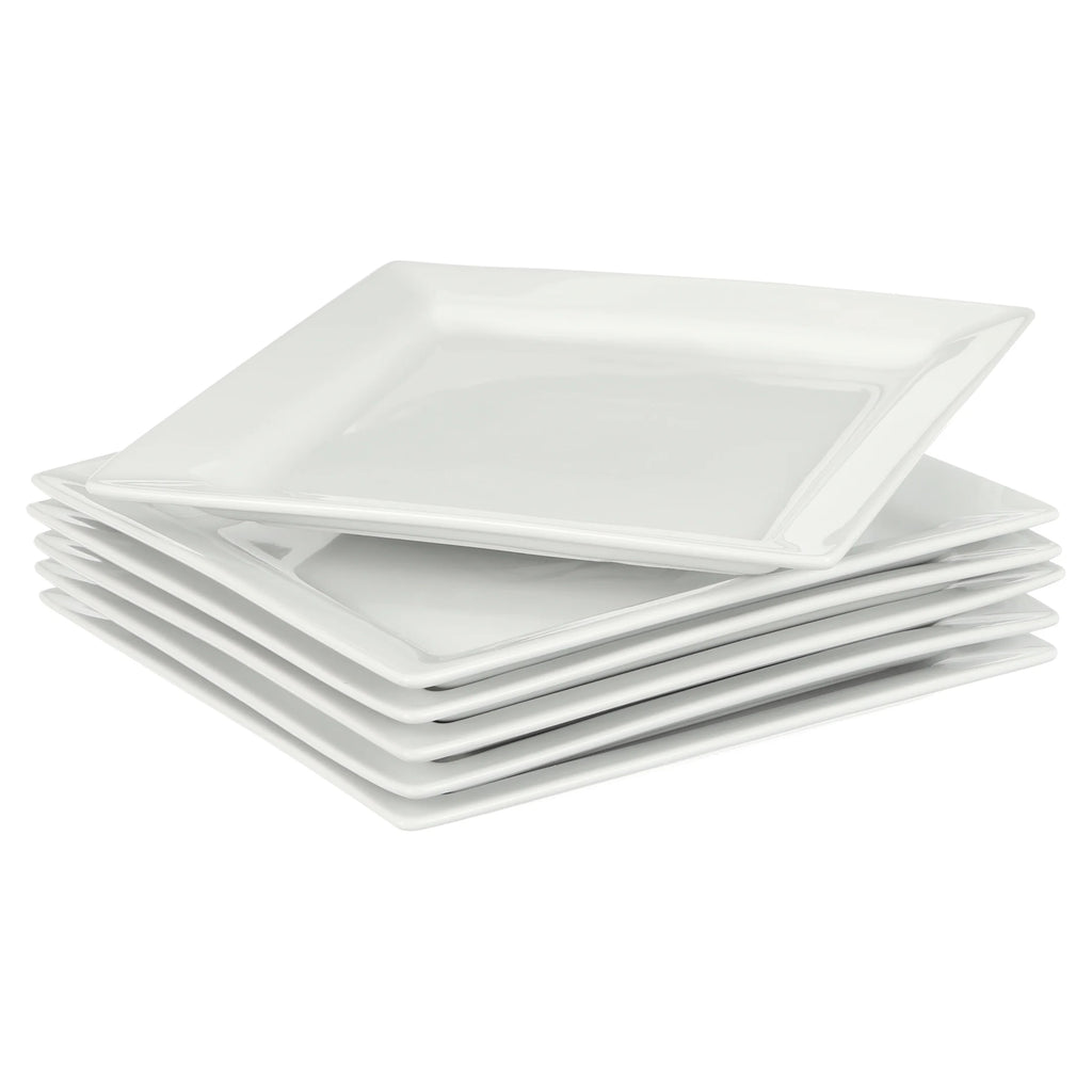 White Porcelain Dinner Plates, Set of 6 I64971