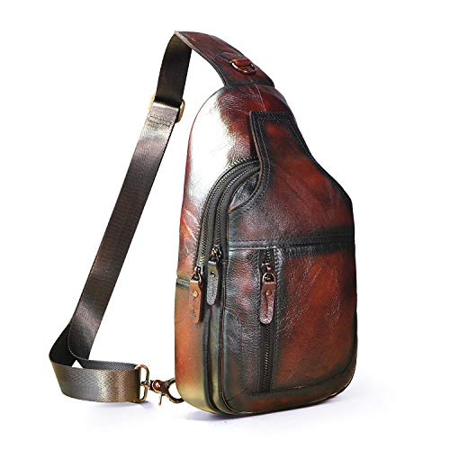 Men Casual Crossbody Chest Sling Bag Leather E144049