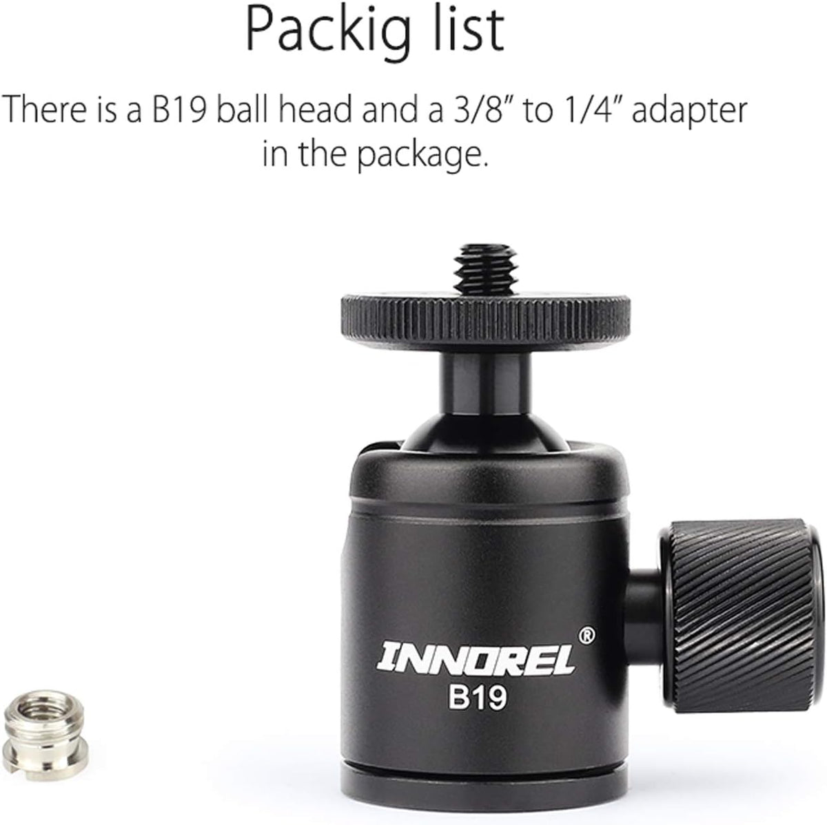 Mini Tripod Ball Head Metal Ballhead 360° Pan 90° Tilt with 3/8 to 1/4 Adapter CNC Ballheads, Max Load 6.61 lb T409