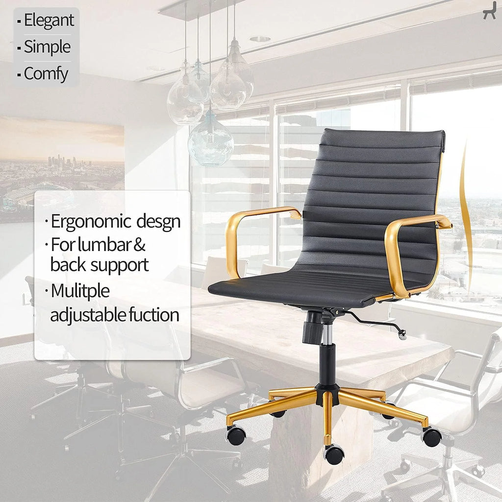 Black Ergonomic Office Chair with Back Support and Caster Wheels P4953