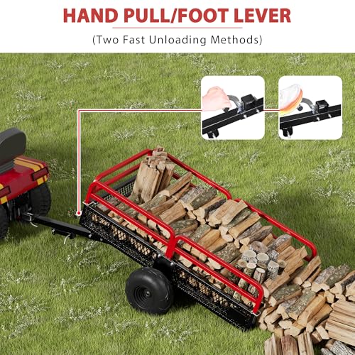 Heavy Duty Steel Dump Cart Utility Trailer, 1500 lbs 15 Cubic Feet with Removable Sides R3076