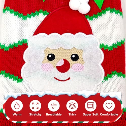 Red Striped Knitted Dog Sweater with Harness Hole E75020