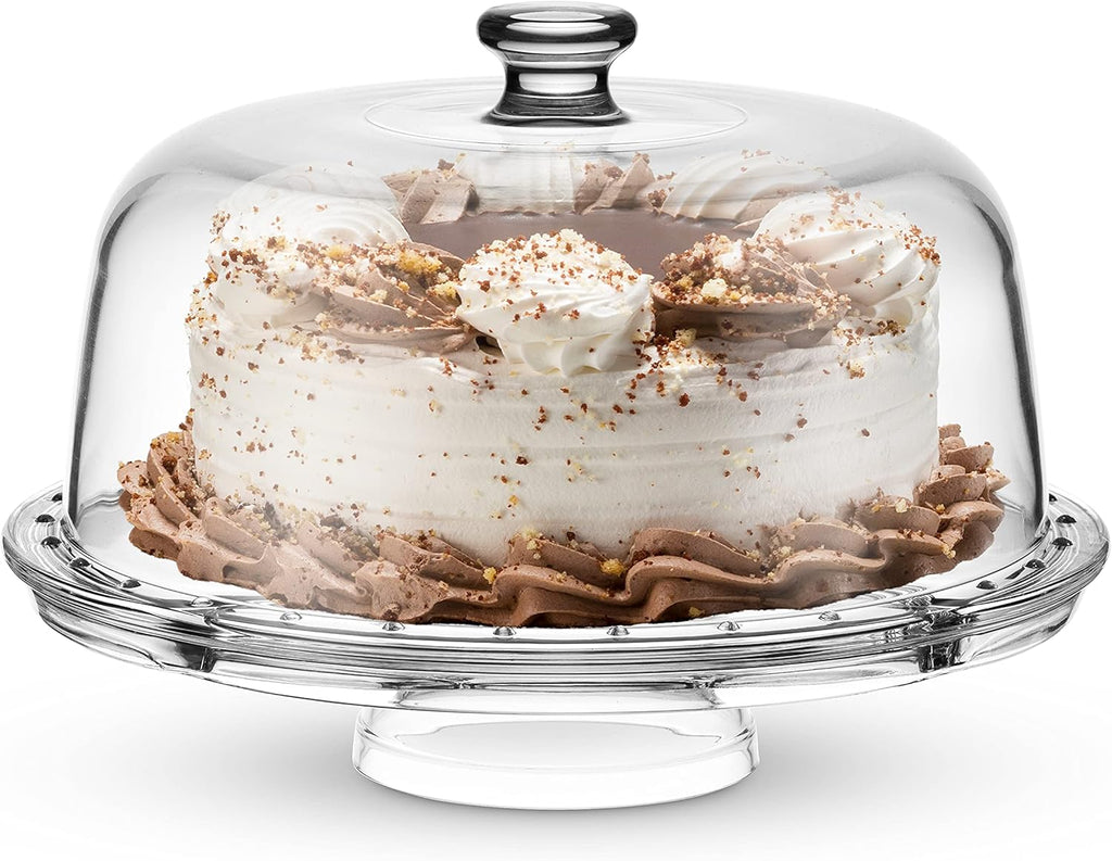 Cake Stand and Serving Plate with Dome Lid, Crystal Glass Footed Cake Stand E3880