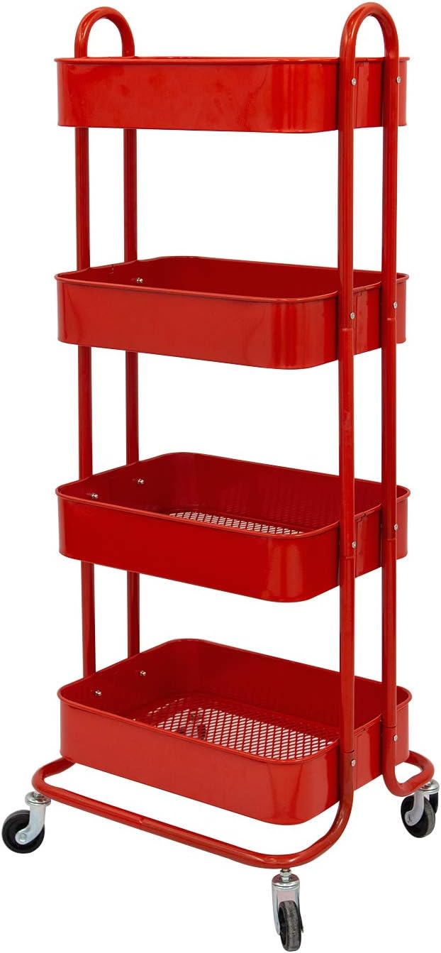 4-Tier Metal Mesh Rolling Utility Cart E553