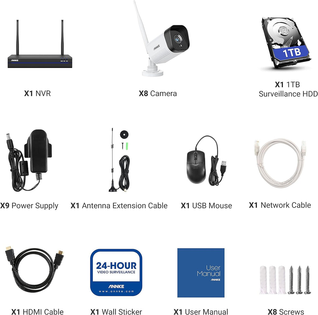 8CH Wireless Security Camera System with 1TB Hard Drive D96550