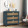 3 Drawer Rattan Dresser with Golden Metal Handles T4174