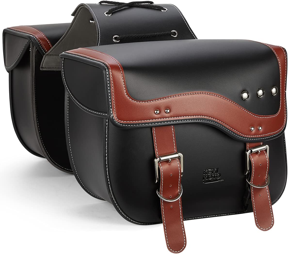 Black Leather PU Motorcycle Saddlebags R690