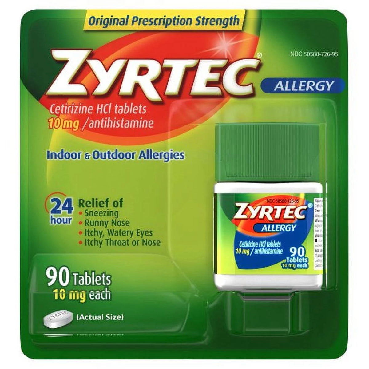 24 Hour Allergy Relief Tablets 10 mg Cetirizine HCl 90 ct L58825
