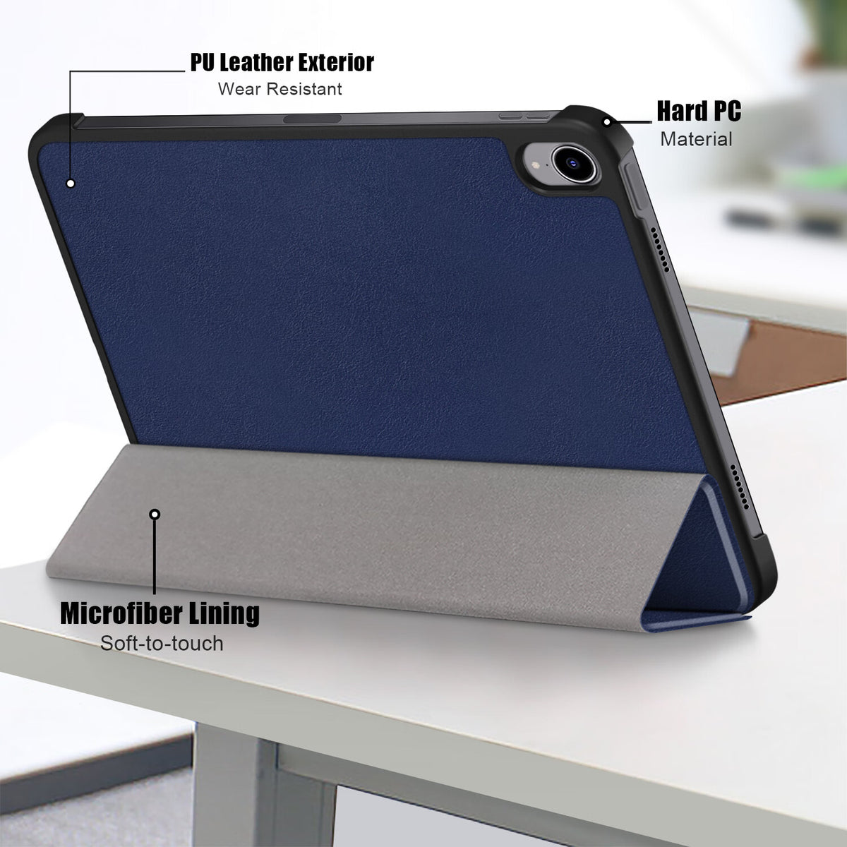 Darkblue Tri-fold Stand Case for iPad 10.9" 2022 S43512