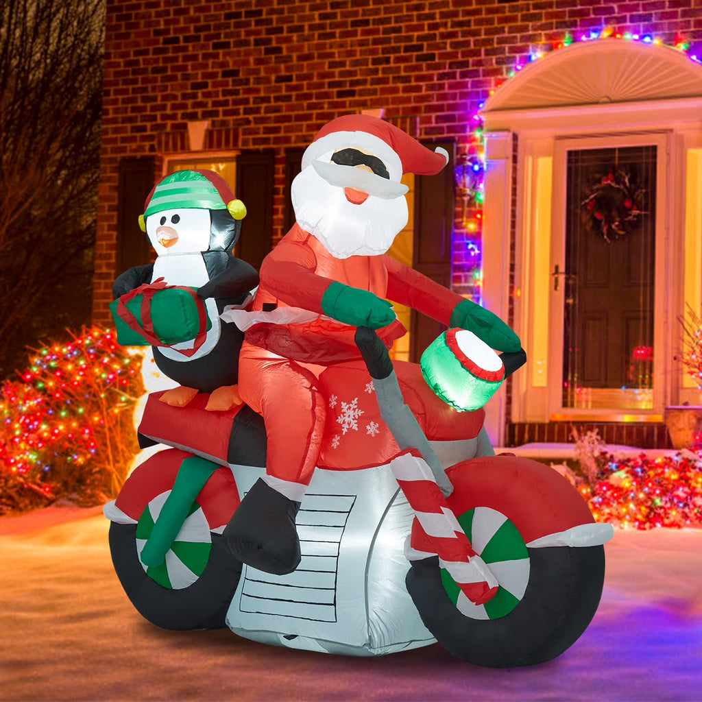 Christmas Inflatable Santa Claus Penguin on Motorcycle M9755