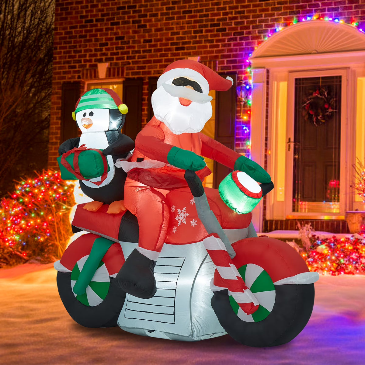 Christmas Inflatable Santa Claus Penguin on Motorcycle M9755