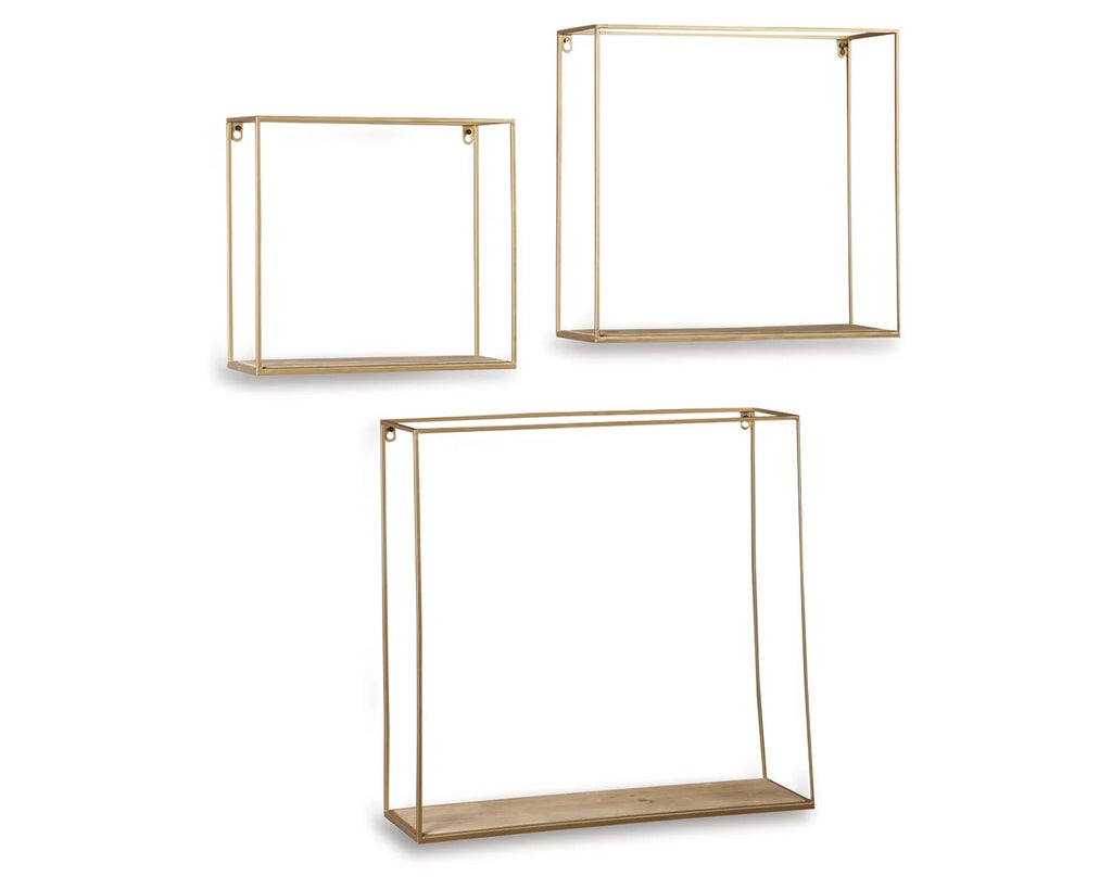 Wall Shelf Set of 3 Natural Gold Finish T63247
