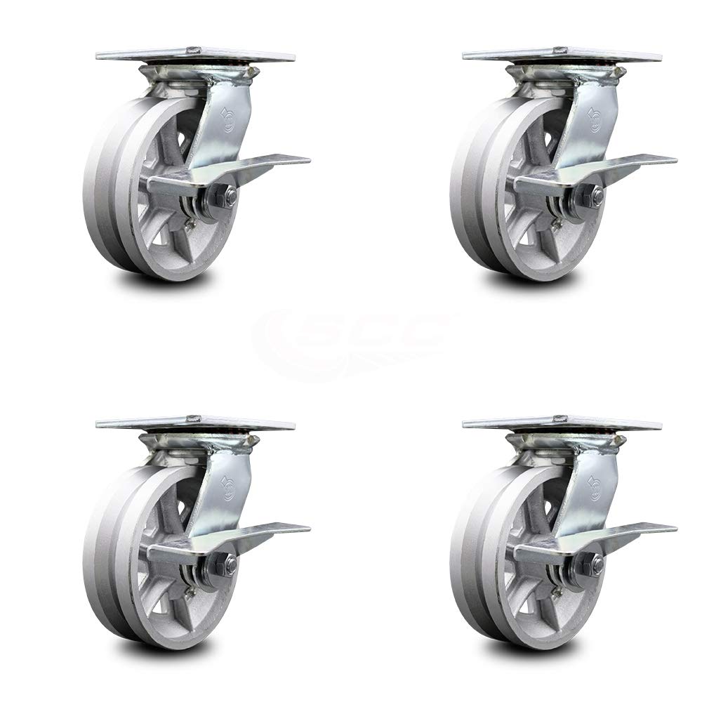 Heavy Duty Swivel Caster with 8 x 2 Silver Wheel, Pack of 2 T223