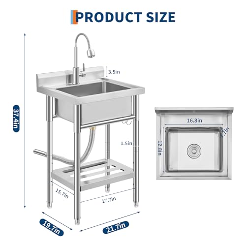Stainless Steel Utility Sink with Faucet A700859