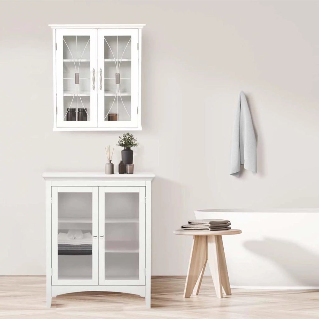 Wooden Wall Cabinet with 2 Doors White O69802