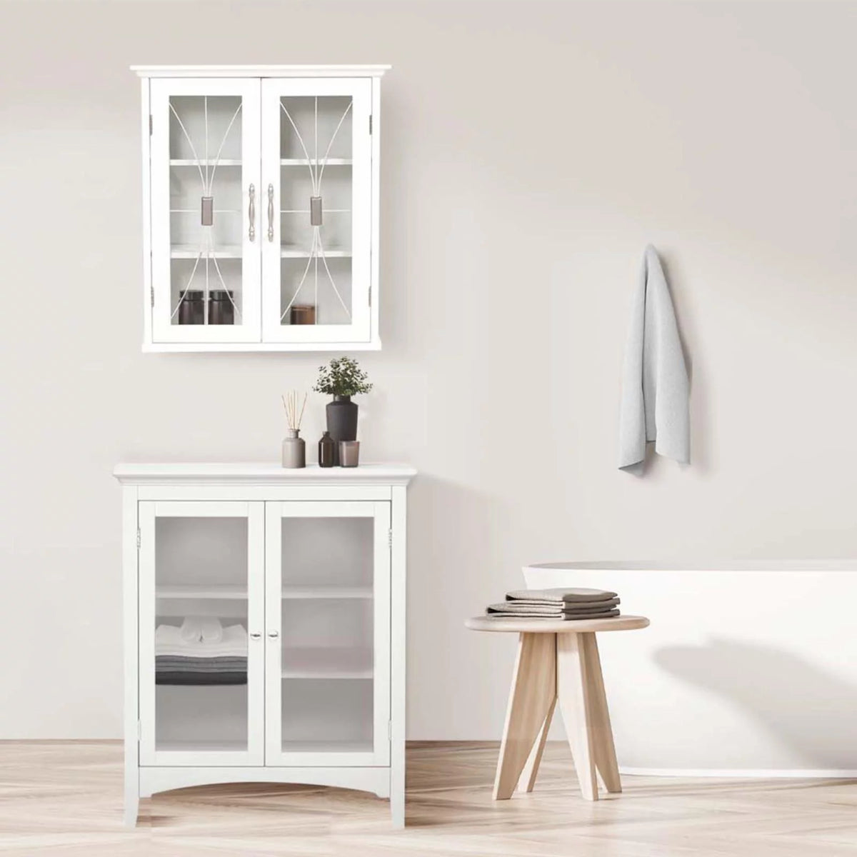 Wooden Wall Cabinet with 2 Doors White O69802