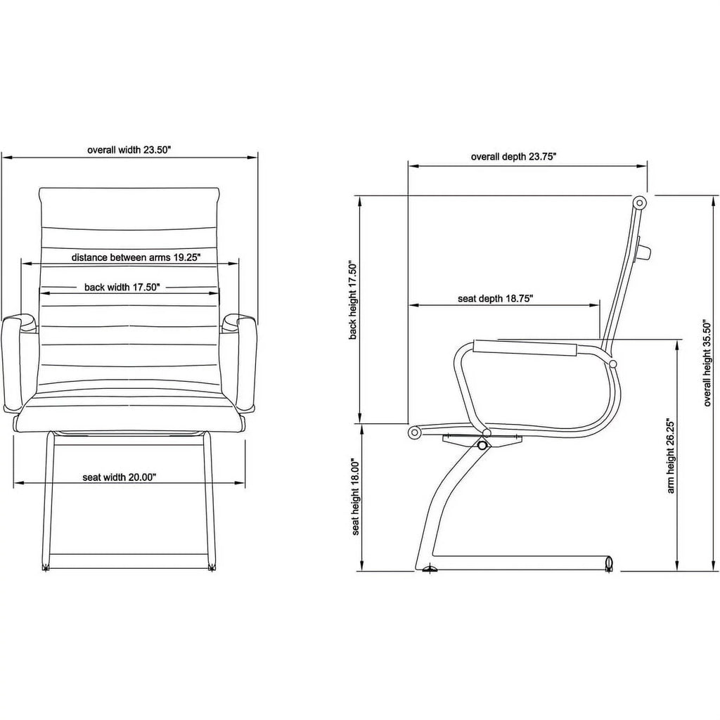 Modern Leather Guest Chair with Chromed Metal Arms Y415