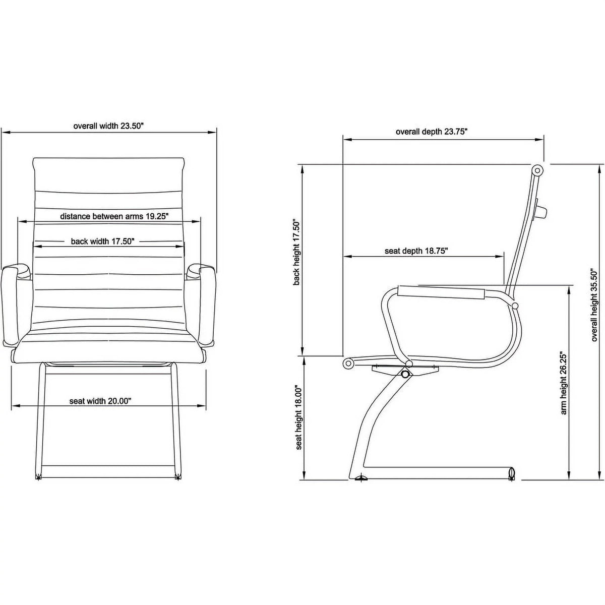 Modern Leather Guest Chair with Chromed Metal Arms Y415