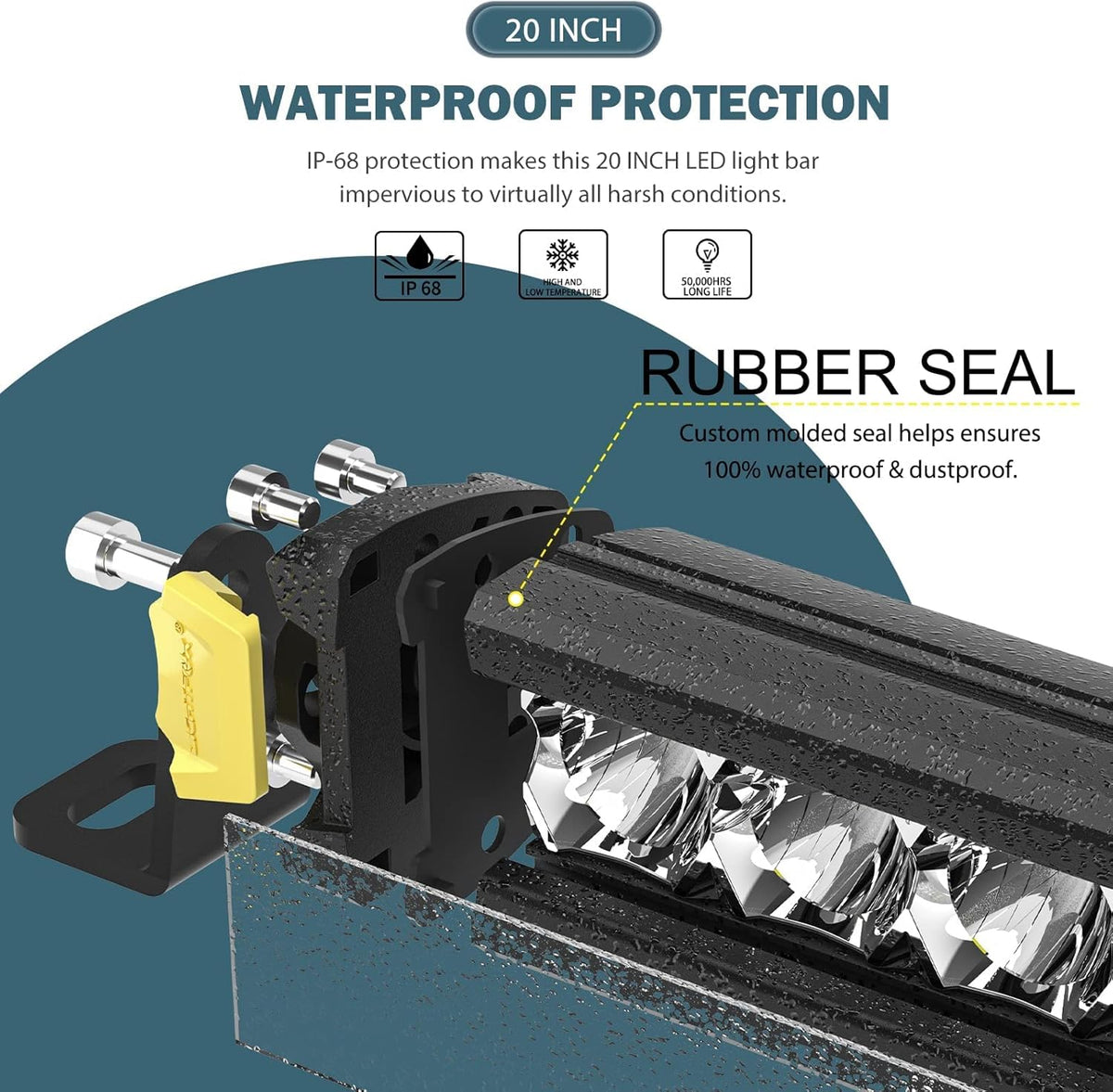 20 Inch 100W LED Light Bar IP68 Waterproof Pack of 2 C705