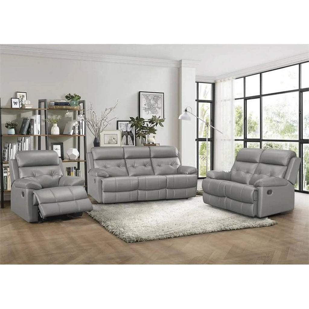 Gray Leather Double Reclining Love Seat G765