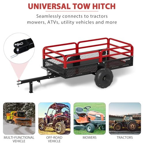 Heavy Duty Steel Dump Cart Utility Trailer, 1500 lbs 15 Cubic Feet with Removable Sides R3076