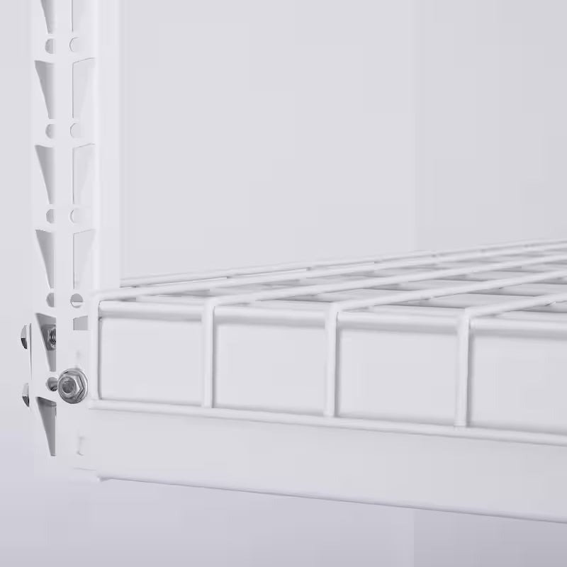 Adjustable Height White Overhead Ceiling Storage Rack U37679