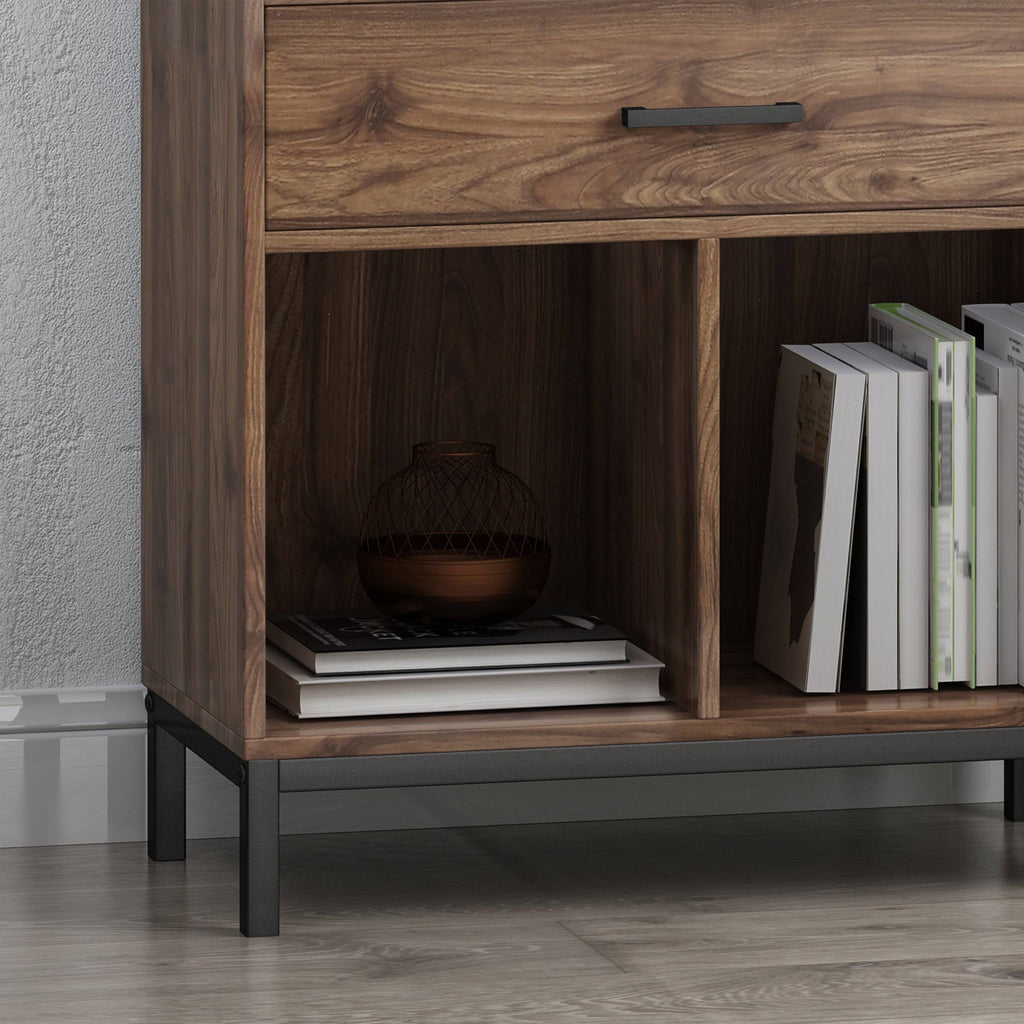 Walnut and Black Faux Wood Cube Bookcase N777092