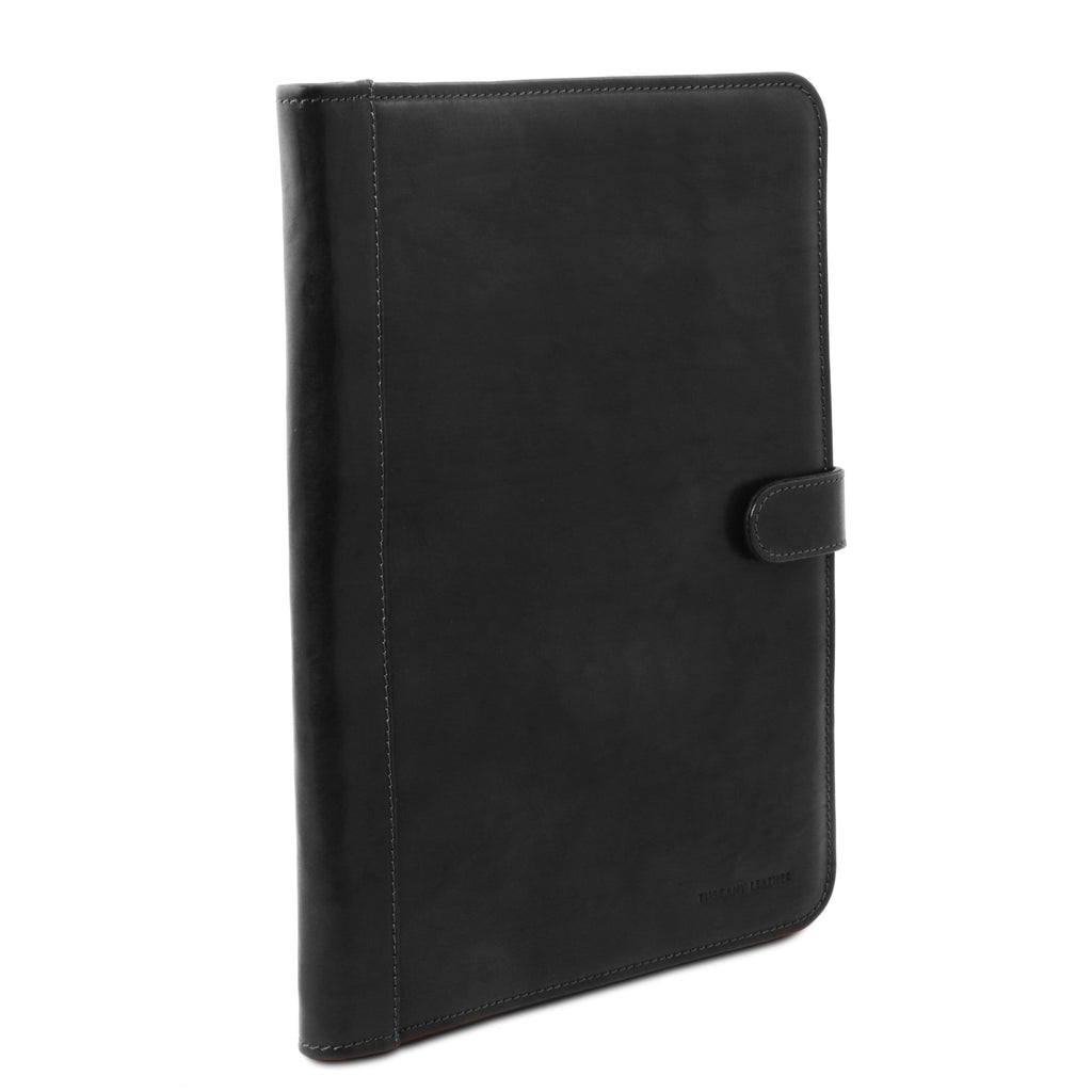 Brown Leather Document Case with Button Closure A612