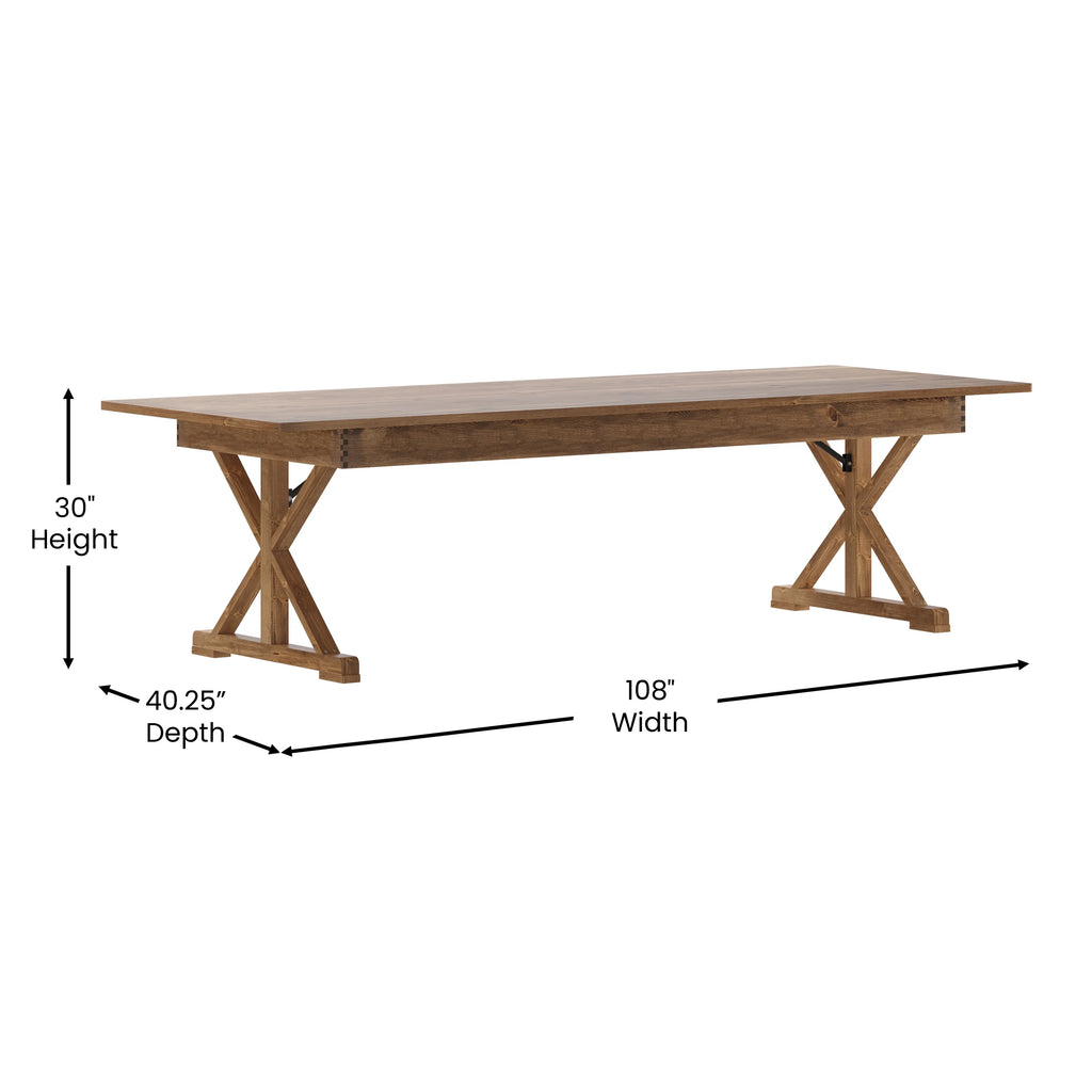 Antique Rustic Solid Pine Folding Farm Table C8492