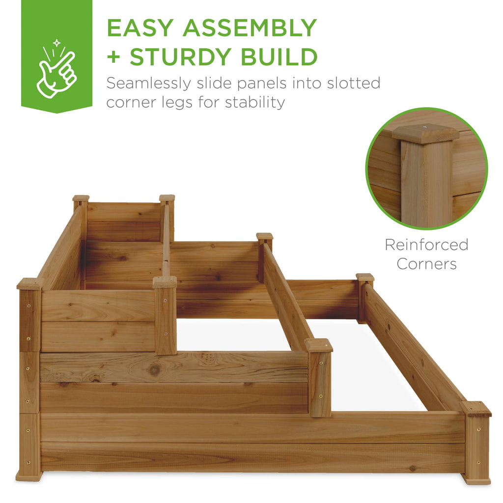 3-Tier Fir Wood Raised Garden Bed Planter J268177