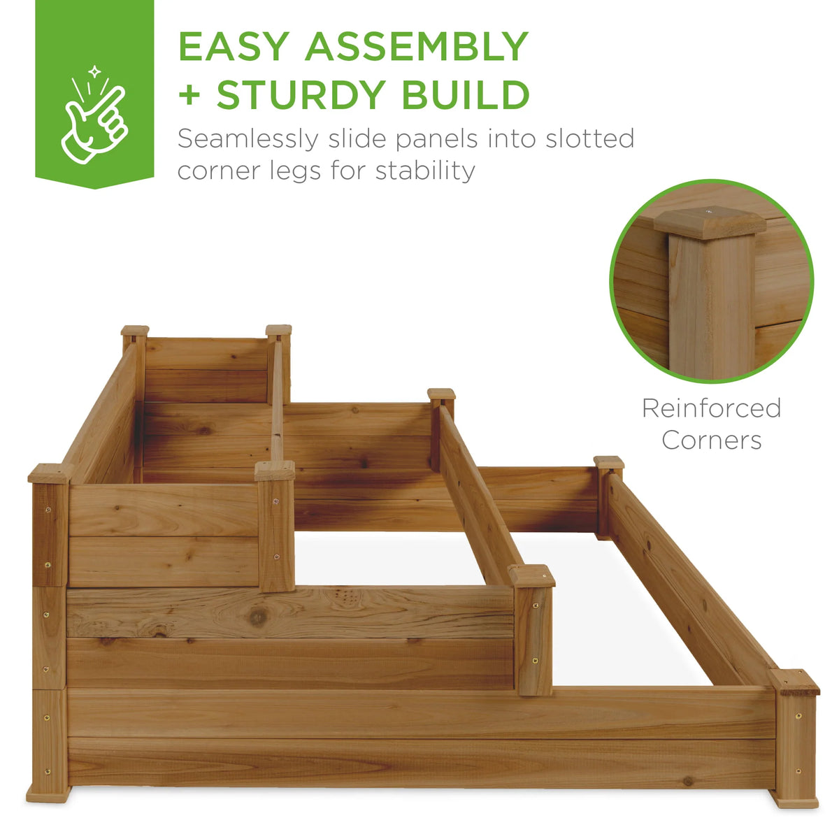 3-Tier Fir Wood Raised Garden Bed Planter J268177
