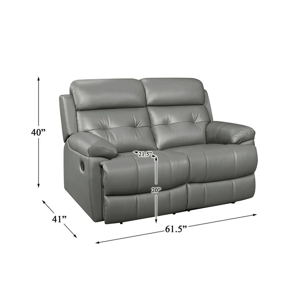 Gray Leather Double Reclining Love Seat G765