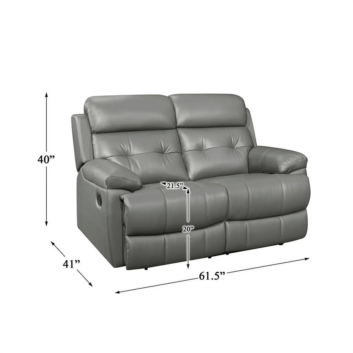 Gray Leather Double Reclining Love Seat G765