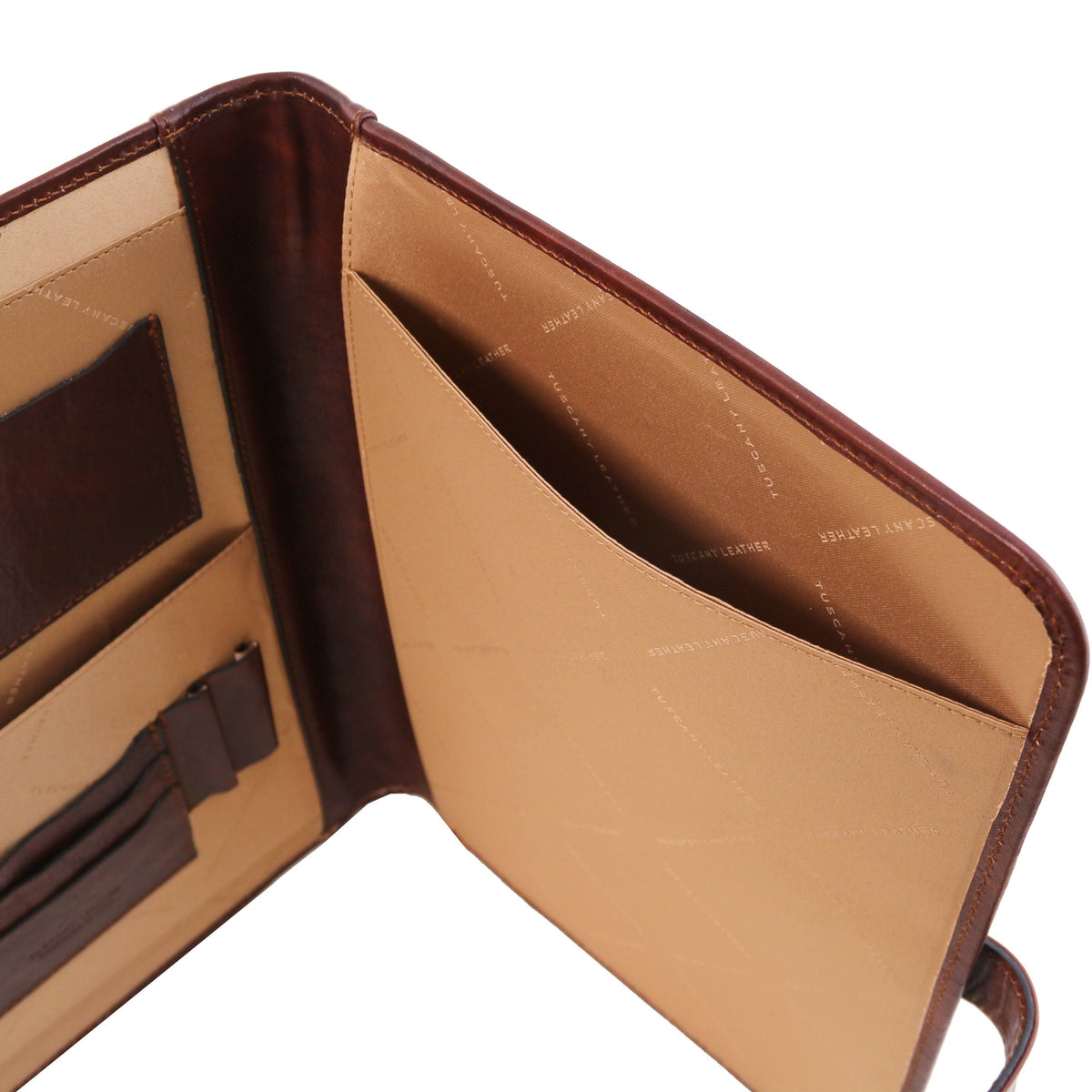 Brown Leather Document Case with Button Closure A612