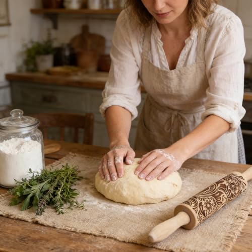 Embossed Wooden Non Stick Rolling Pin 2 Pack U759