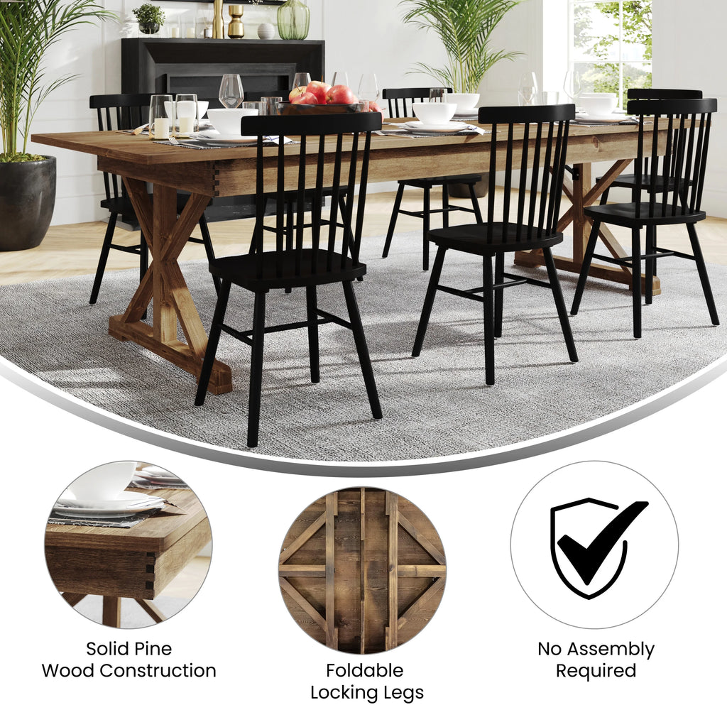 Antique Rustic Solid Pine Folding Farm Table C8492