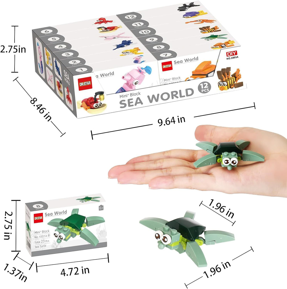 12PCS Sea Animal Mini Building Blocks Building Sets T8284