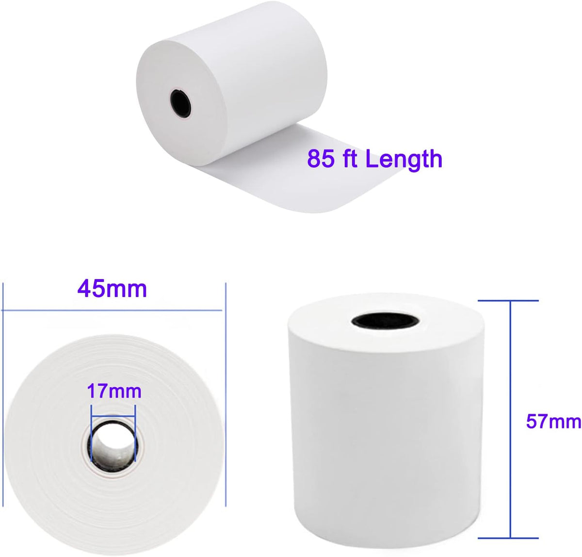2 1/4 x 85' Thermal Receipt Paper (5 Rolls) Pack of 2 V23525