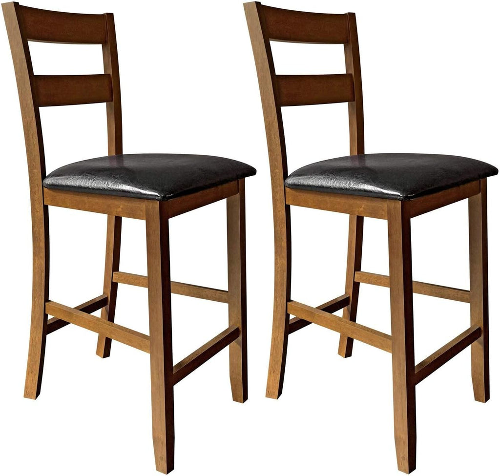 Solid Wood Bar & Counter Stool, Set of 2, Walnut/Black Onyx S86664