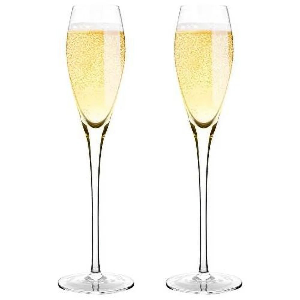 Hand Blown Crystal Champagne Flutes Set Of 2 U229
