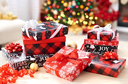 Red and Black Christmas Wrapping Paper Set with Cut Lines B198883