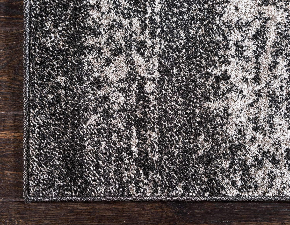 Dark Gray / Ivory 6' 1" x 9' Rectangle Area Rug A5936